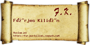 Fürjes Kilián névjegykártya